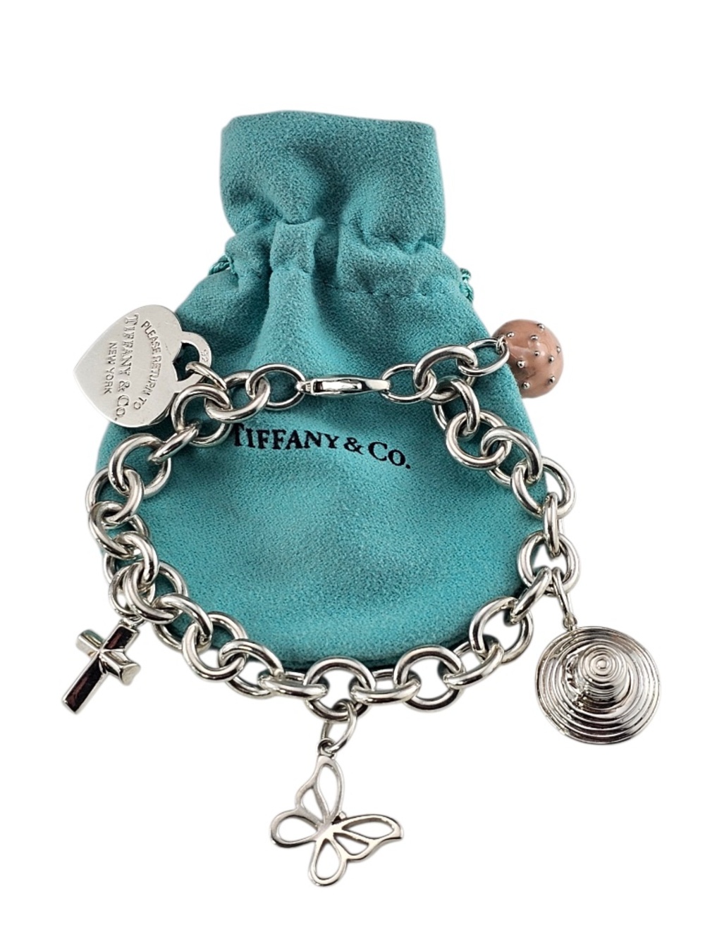 Tiffany & Co. Sterling Silver Multi-Charm Bracelet  w/Pouch #24521